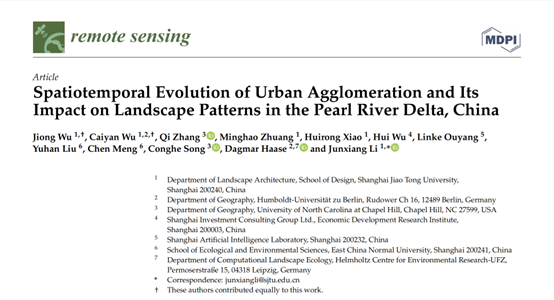 学术快讯 | 庄闲和游戏参与上海交通大学《追踪城市群时空演变轨迹，刻画区域景观格局动态》